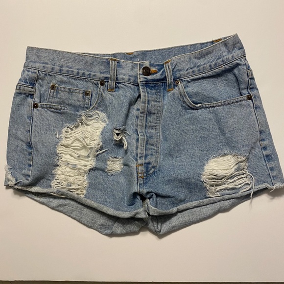 blue ripped Brandy Melville jean shorts, size 8 - Picture 1 of 3